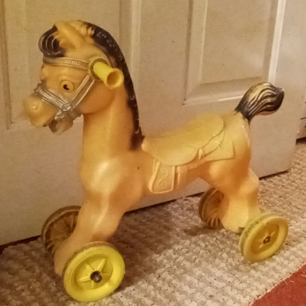 Vintage Toy Horse with wheels
